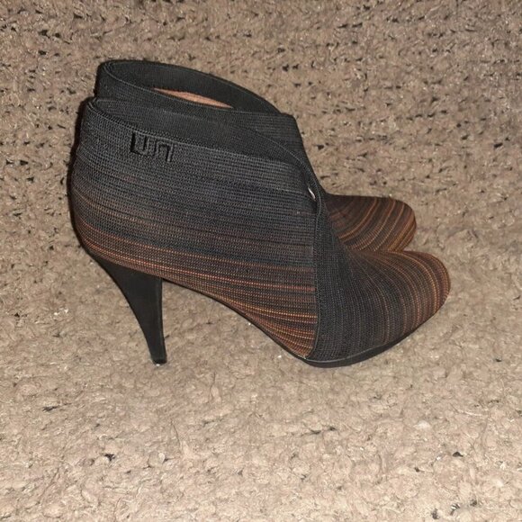 UN UNITED NUDE™ FOLD HI Booties-Black Orange Ombre Stripe-Sz 39-Excellent - Picture 5 of 7